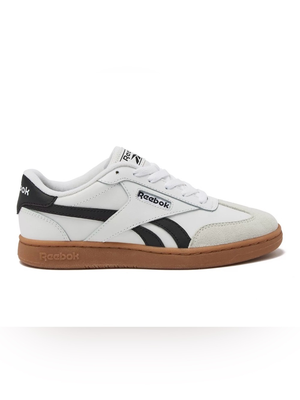 Reebok women’s White Black Gum Classic Court Sneaker